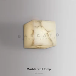 High Quality Marble Wall Lights Natural Stone Square Bedroom Bedside Aisle G9 LED Sconce Hallway Staircase Lighting Fixtures