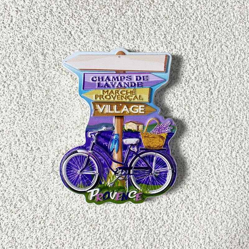 

Provence tourism souvenir purple lavender, 3D refrigerator magnet, bicycle decoration, office, home kitchen decoration