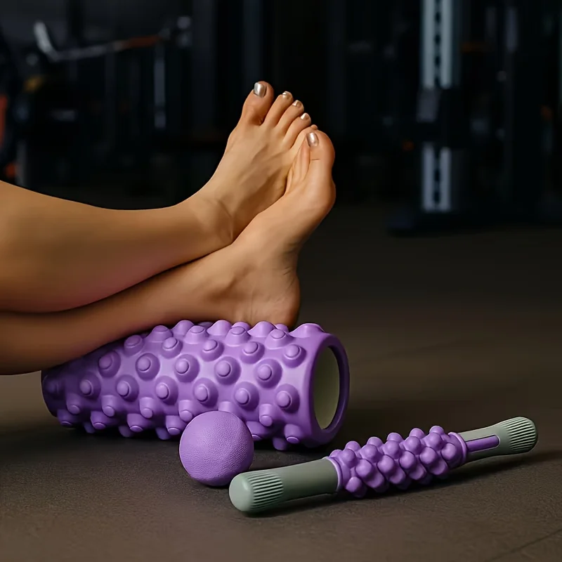 3-in-1Foam Roller and Myofascial Ball Set, Hollow Massage Roller, Muscle Rolling Stick,fascia Release Tool  Yoga Pilates