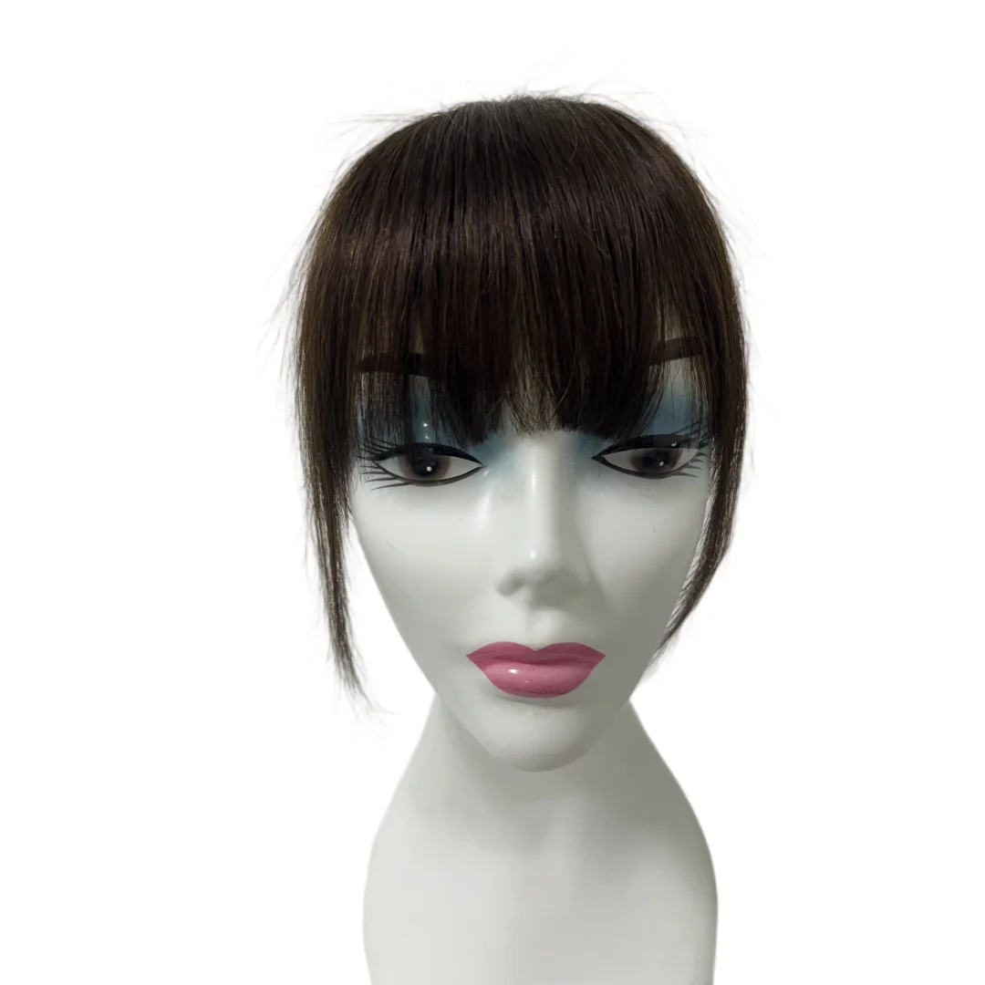 Clip en flequillo francés, cabello humano Real, flequillo, postizos para mujer, flequillo falso, flequillo de muñeca, corte limpio