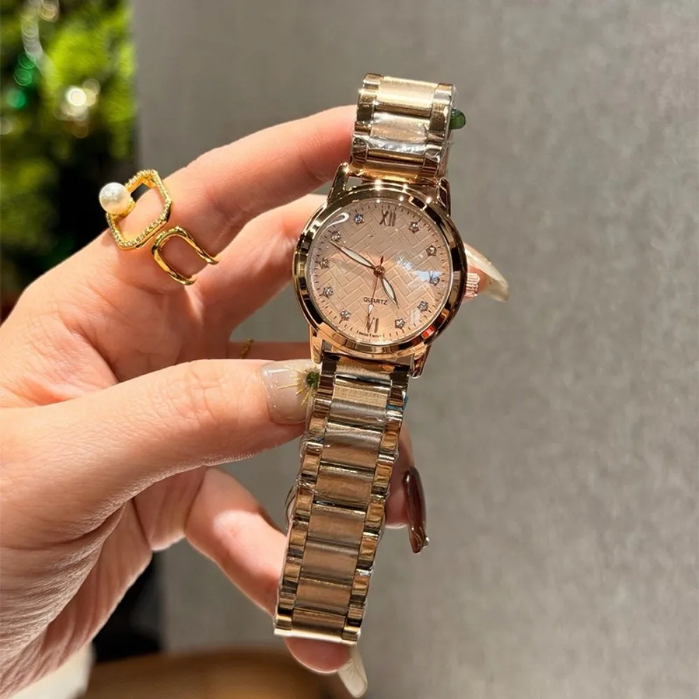 

New fashion calendar steel belt ancient brand quartz watch women's rhinestone niche light luxury personalized watch