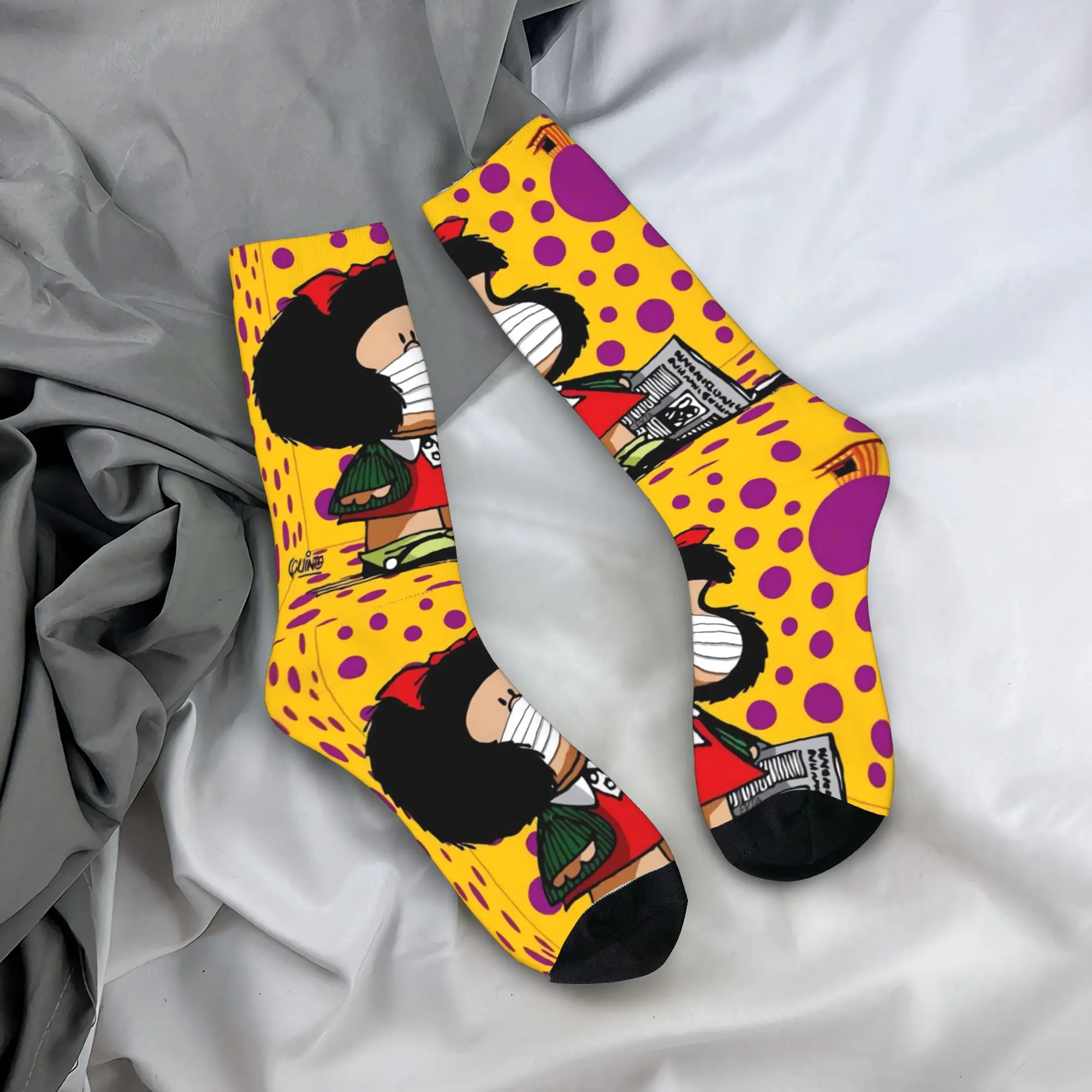 

Мужские носки Custom Mafalda Quino Comic, унисекс, забавные носки с 3D-печатью, мультяшные носки в стиле манга