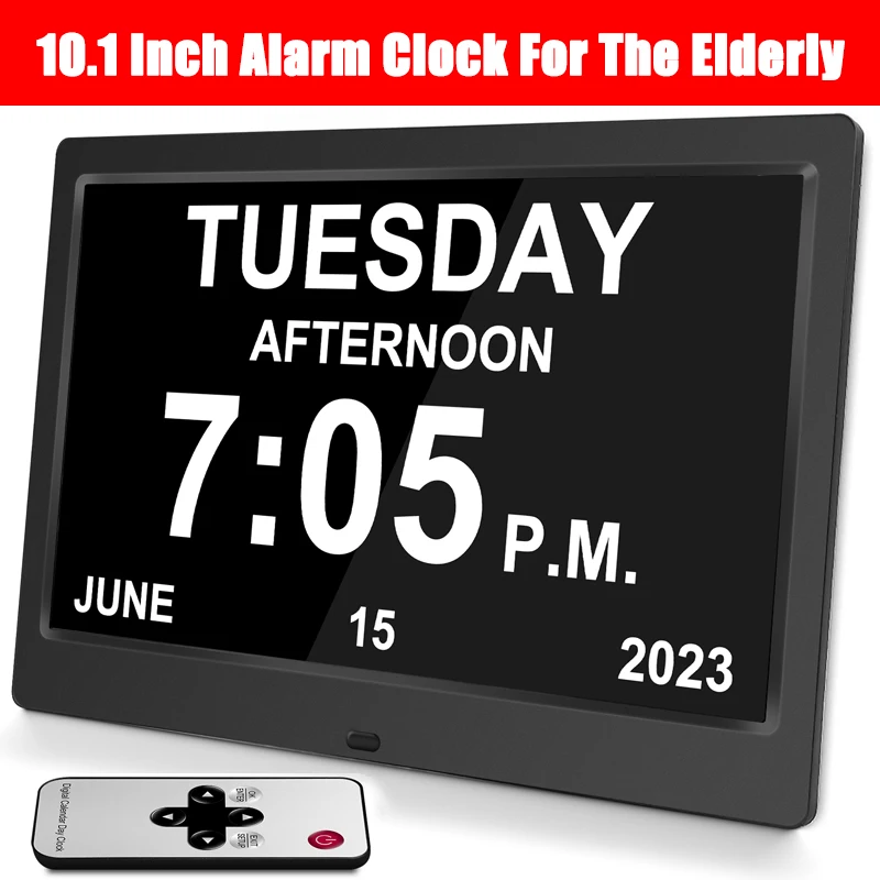 

12 Alarms Digital LED Calendar Clock with Multi-Languages to display. Medicine Time Reminder for Elder.Home Desk Wall Decoration