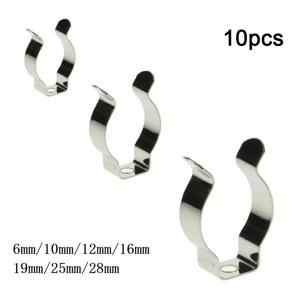 10pcs Spring Terry Clips Stainless Steel Narrow Base Tool 6mm-35mm Heavy Duty Tool Storage Hangers For Garages Sheds Hardware