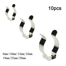 10pcs Spring Terry Clips Stainless Steel Narrow Base Tool 6mm-35mm Heavy Duty Tool Storage Hangers For Garages Sheds Hardware