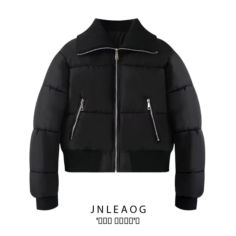 

Женское уличное пальто Bla в рубчик, украшенное пухом, хлопковое пальто, длинное све, круглое, с застежкой-молнией, чистый цвет, 2022, осто...