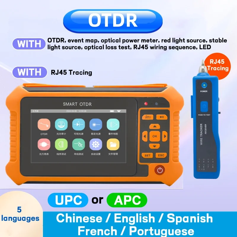 

TM293 otdr Оптическое активное волокно 1550/1610/1625/1650 нм 1310 24/22 дБ OPM VFL Лазерный источник Тестирование потери карты событий RJ45 Трекер otdr