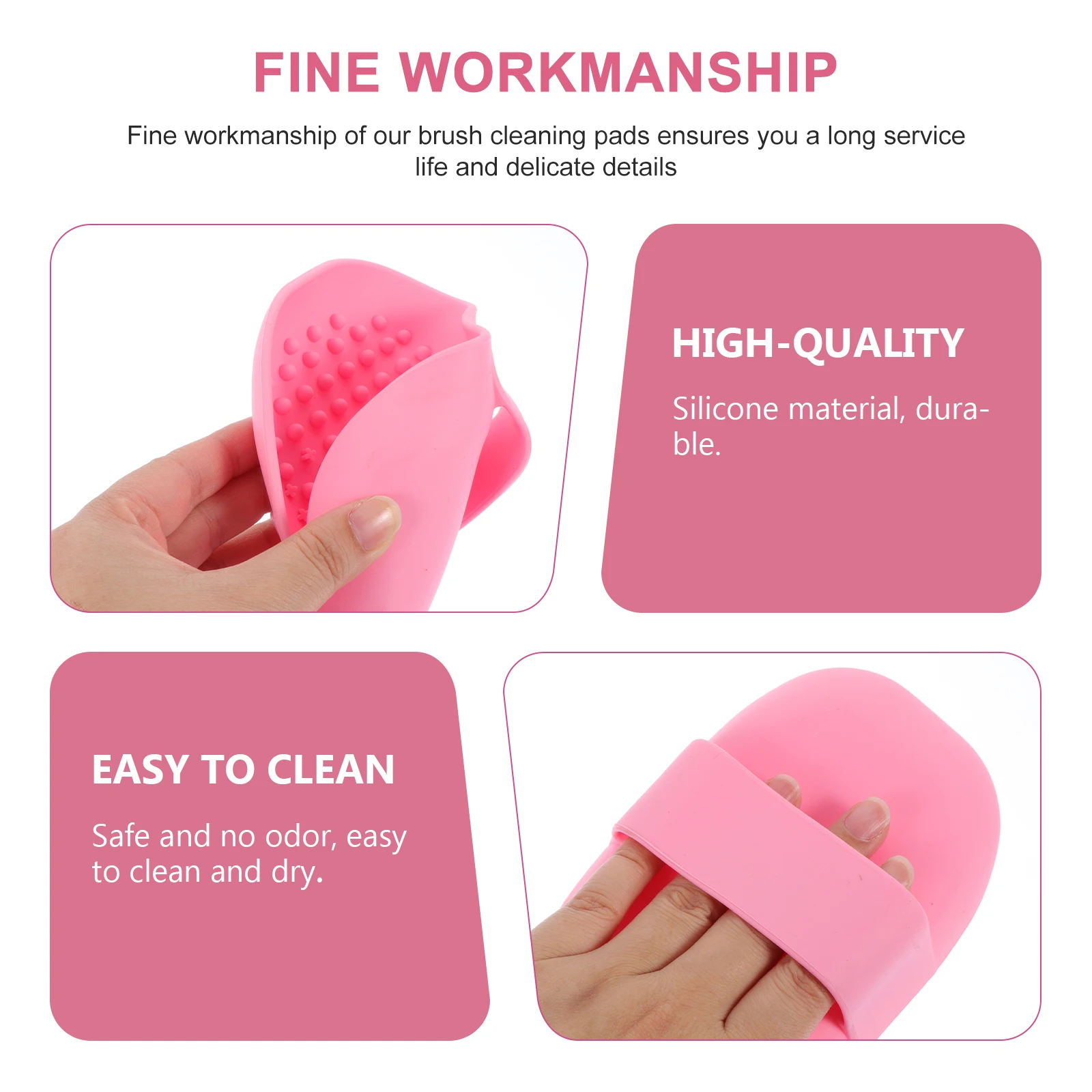 

Silicone Makeup Brush Cleaning Mat Pink Rinsing Pad for Brushes Tray Cleaner Scrub Pads Reusable Safe Easy Clean Dry