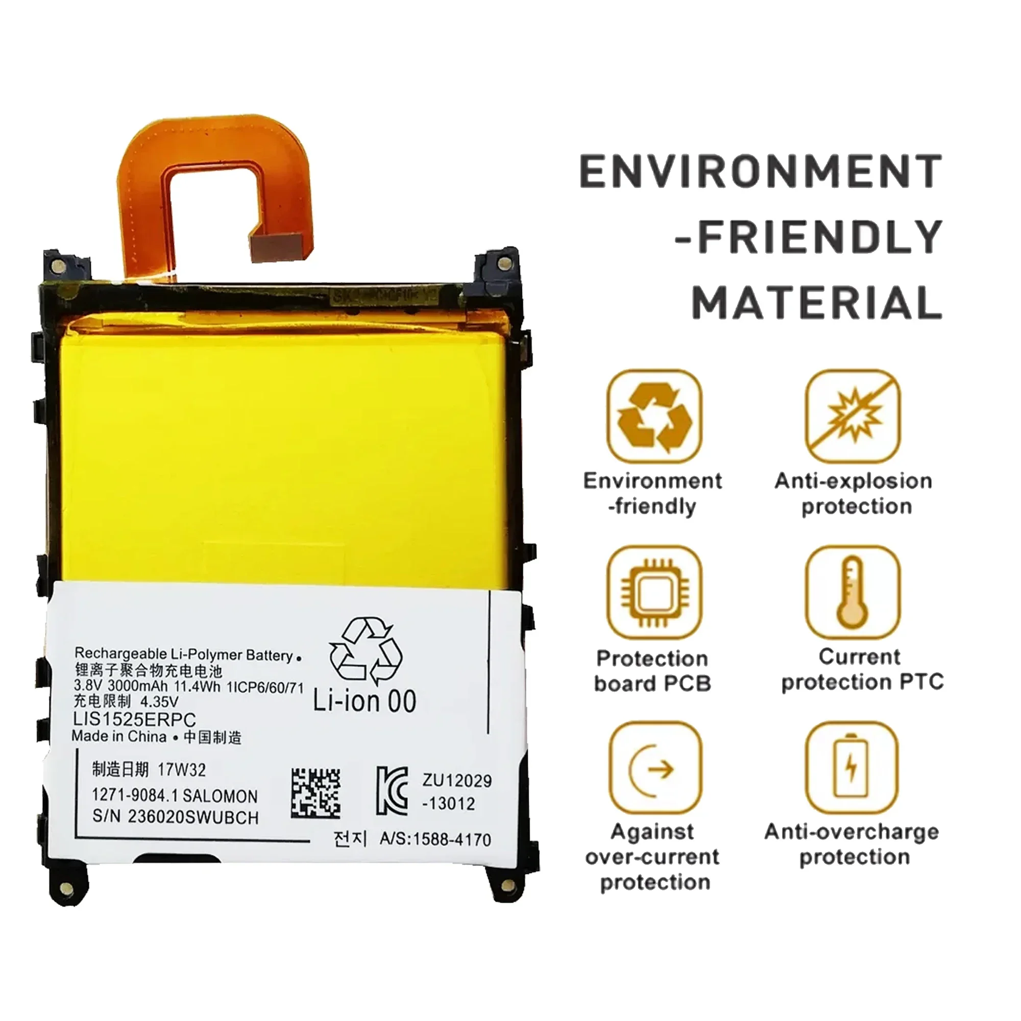 LIS1525ERPC Battery For SONY Xperia Z1 L39H C6903 L39T L39U C6902 LIS1525 Repair Part Original Capacity Mobile Phone Batteries B