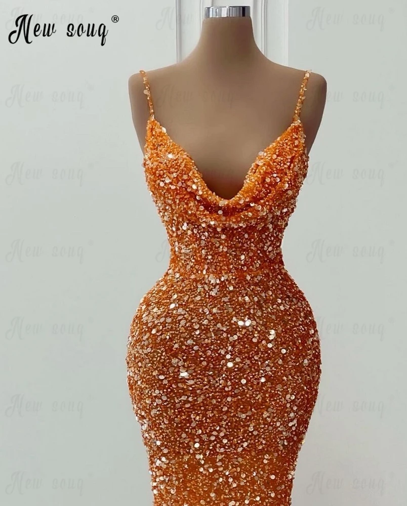 Spaghetti Straps African Bling Bling Party Gowns Stunning Sexy Night Cocktail Dresses Formal Evening Dresses Custom Made 2023