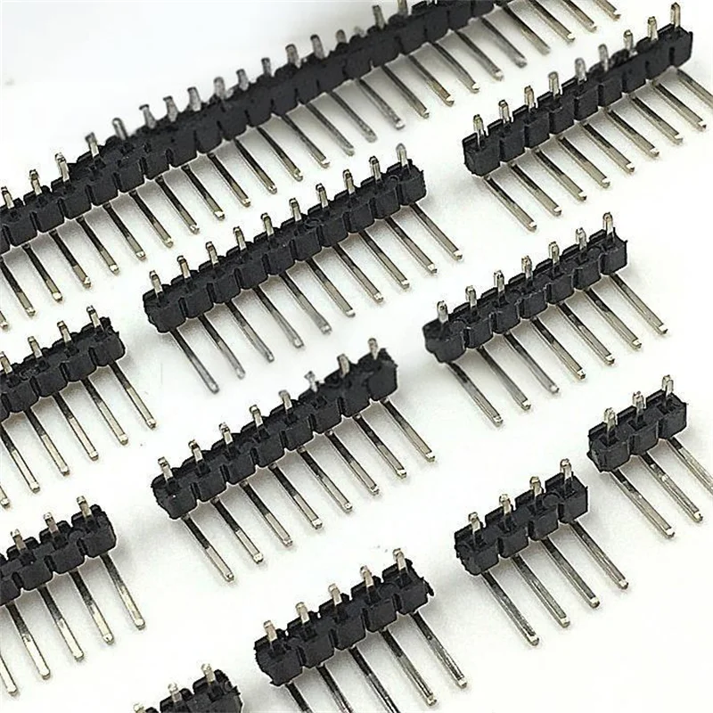 50pcs Single Row Right-Angle Pin Header, 2.0mm Pitch, 1X2/3/4/5/6/7/8/10/40P 1X40P Copper Pin