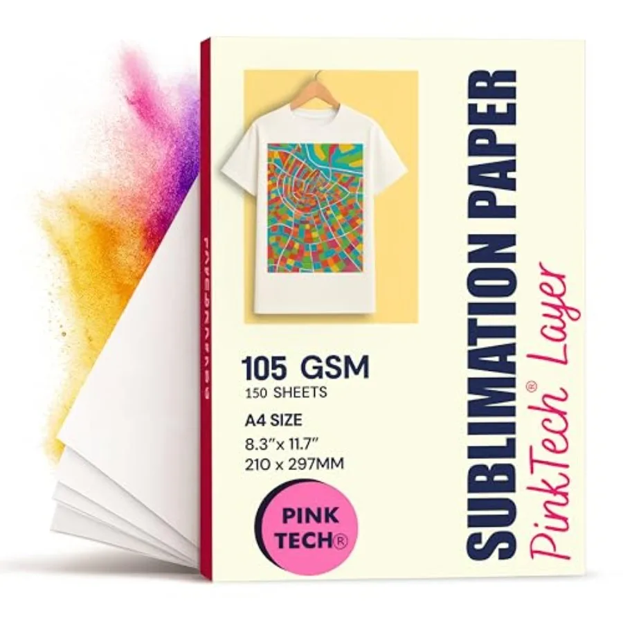 

Hayes Sublimation Paper A4 Size 150 Sheets Works With Sublimation Ink and Blanks Compatible With Sublimation Printers TShirts,