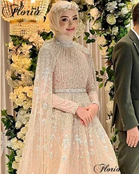 Elegant Muslim Beaded Celebrity Dresses For Women Arabic Long Sleeves Evening Gowns Vestidos De Noche Grand Prom Party Dresses