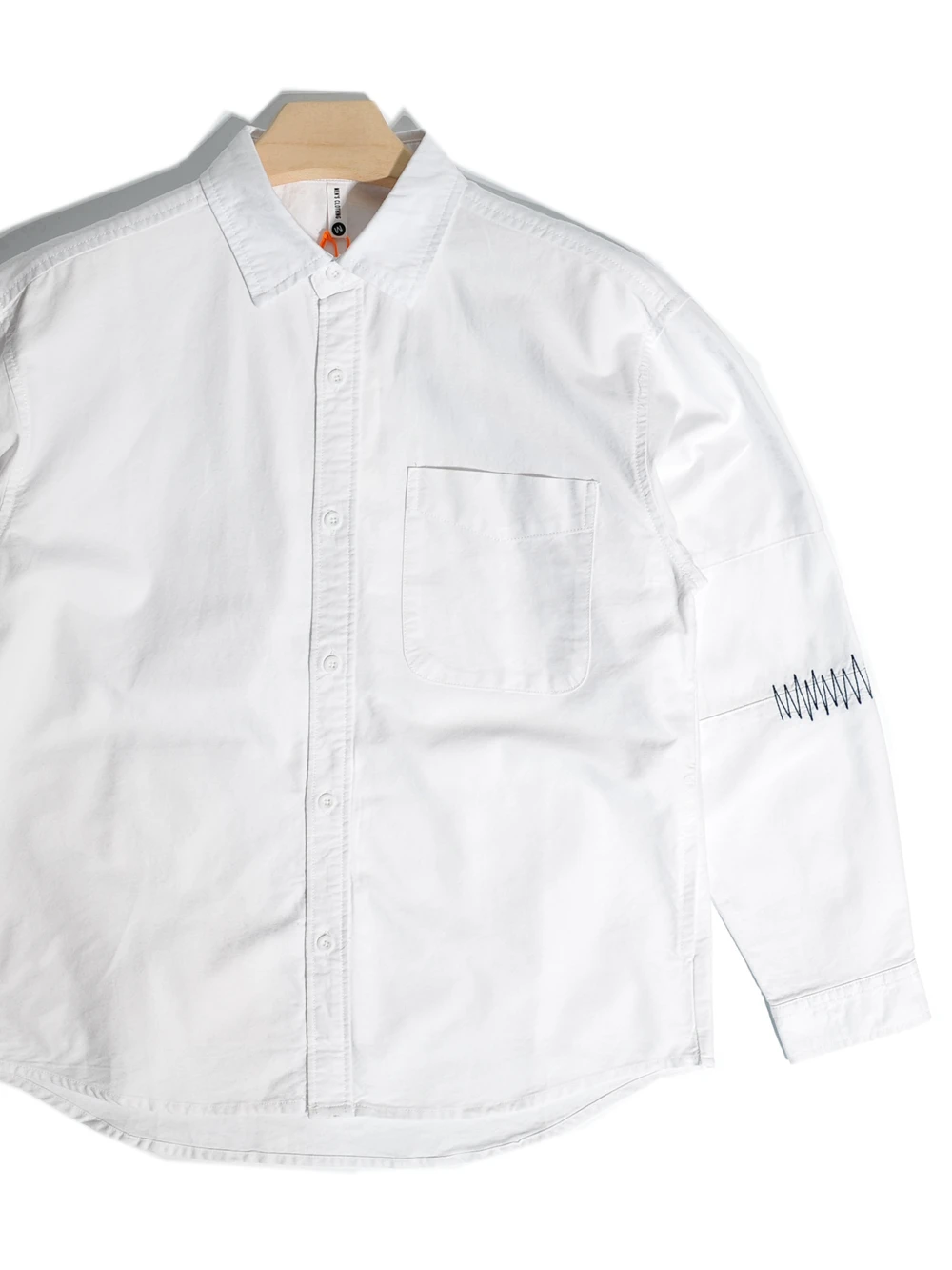 

Loose Fit Oxford Cloth Workwear Shirt Embroidered CityBoy Style American Casual Outerwear Breathable Cotton Long Sleeve