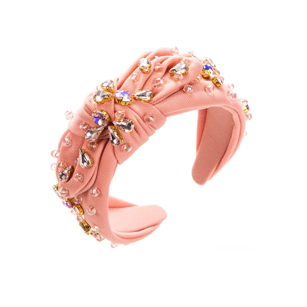 New Fashionable All-Match Diamond-Embedded Headband Temperament Wide-Brimmed Knotted Crystal Hairband