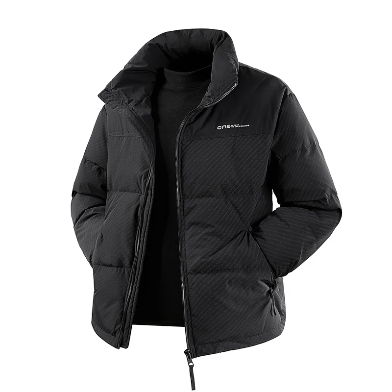 Outdoor men's 2025 winter new jacket, warm jacket, down jacket, stand up collar windbreaker, casual thick loose down jacket