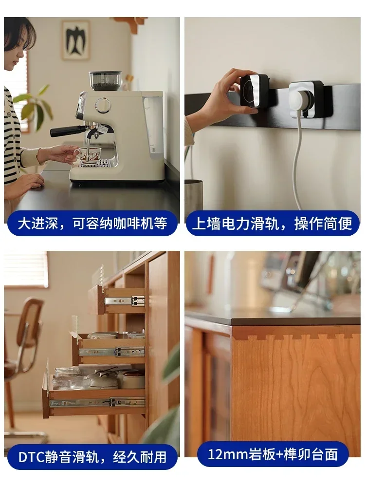 Furniture Nordic Solid Wood Sideboard Japanese Small Apartment Tea Cabinet Cherrywood Storage Locker