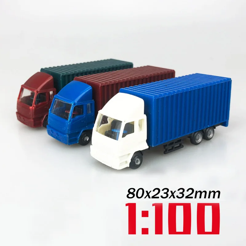 2Pcs Miniature Container Truck Model Kits Scale 1:100 1:150 1:200 Transporter Truck Lorry Vehicle Car Model Diorama Accessories view 2
