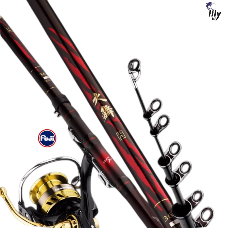 lily fuji caneta de pesca ultraleve super dura vara de pesca giratoria vara de rocha telescopica vara de surfcasting 36m39m45m 01