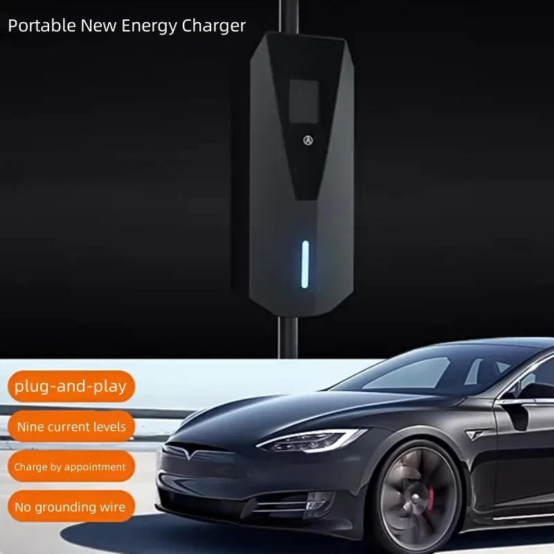 Adjustable Current Type 2 220V 3.5KW Mobile EV Charging Stations For home IP65 Portable New Energy Vehicle Charger