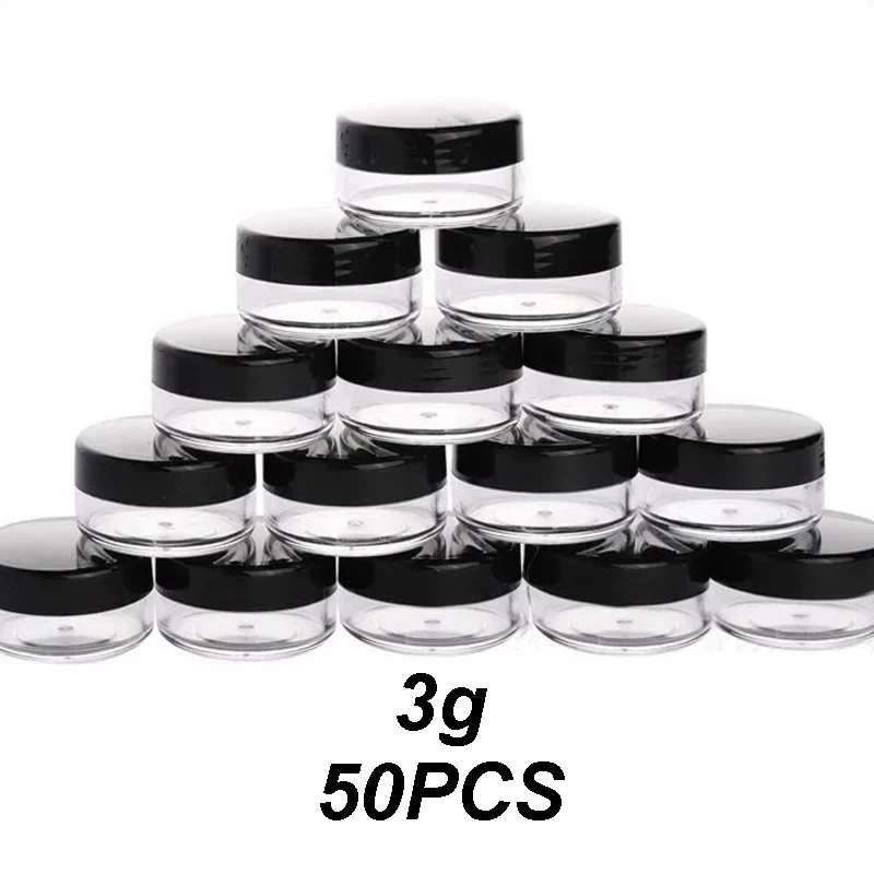 

50Pcs 3g Make Up Jar Cosmetic Sample Empty Container Lotion Vials Face Cream Box Lip Balm Containers Nail Art Storage Pot Bottle