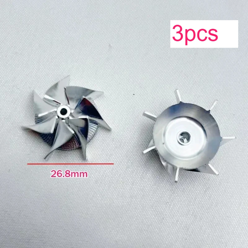 

3pcs Turbine Fan Blade 26.8mm, Aluminum Motor Fan Blade, 11.2mm Height, 2.997mm Hole, High Speed Blower Replacement Parts