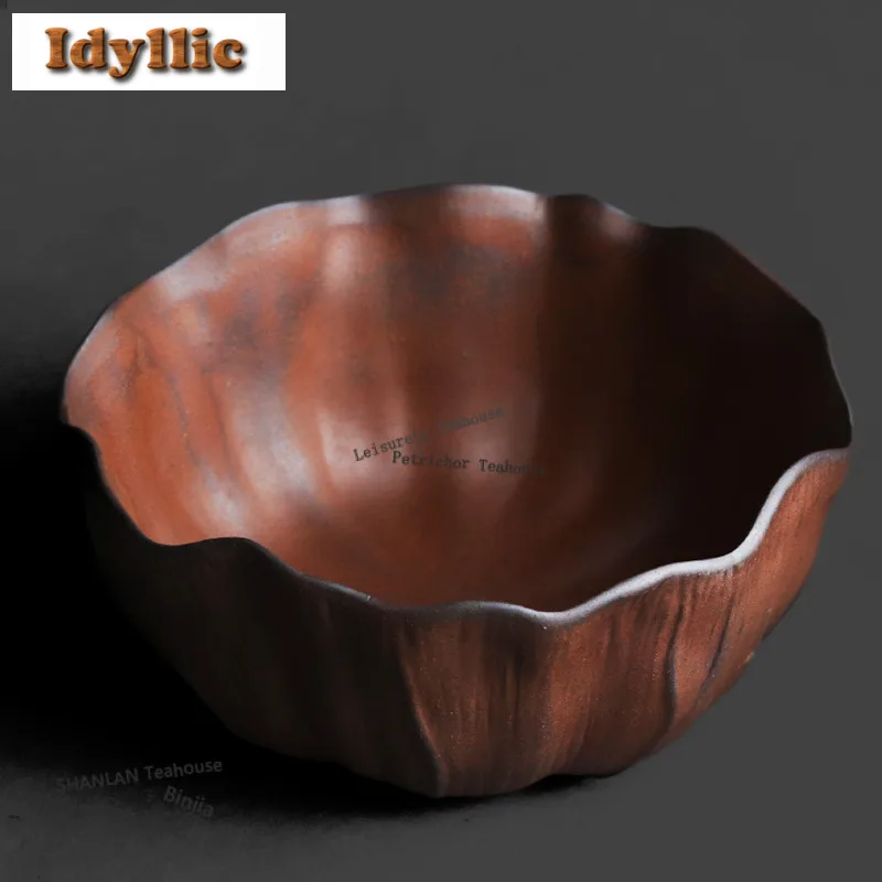1000ml Old Rock Clay Lotus Leaf Jianshui Washing Cup Bowl Tea Dust Cylinder Barrel Household Chaxi Cafes Accessories Decoration