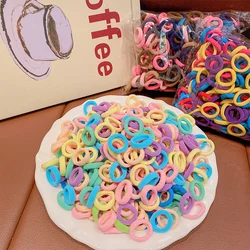 100Pcs/Set Children Cute Solid Color Grid Wave Elastic Hair Bands Baby Girls Scrunchies Rubber Bands Kid Sweet Hair Accessories