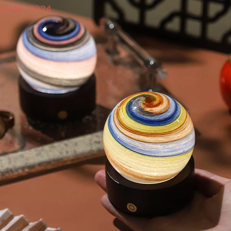 3D Moon Glass Lamp USB Powered Planet Mini Night Light With Wooden Stand Gifts For Girls Boys Friends Birthday Valentine's Day