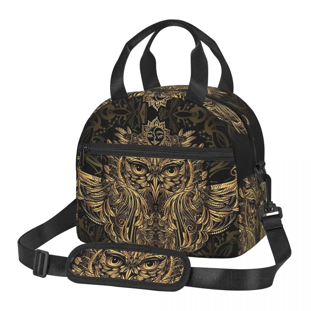 Native Mandala Owl American Lunch Bags Insulated Bento Box Portable Lunch Tote Picnic Bags Thermal Bag for Woman Student Office