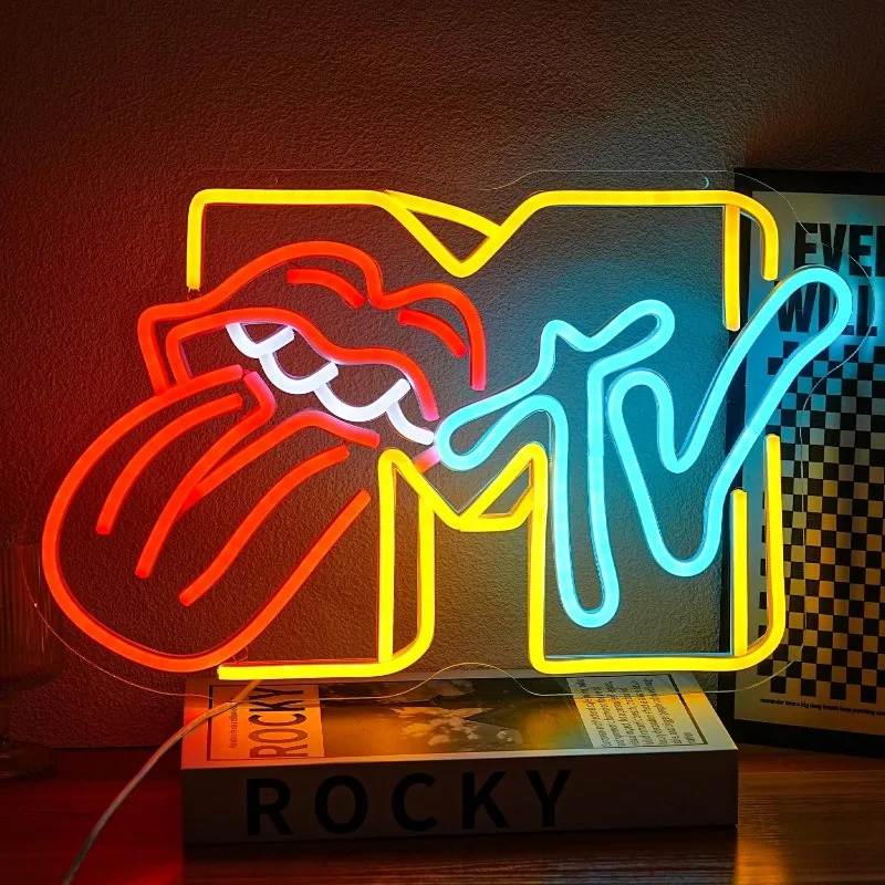 Music TV Neon Light for Wall Decoration  Luminous Sign LED Rock Music Neon Light Bar Music Club Karaoke Bedroom Wall Decoration