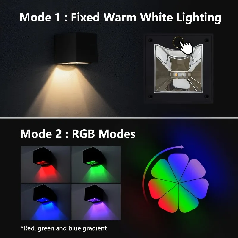 Outdoor Waterproof Solar Wall‑Washing Light Dual Lighting Modes Solar Powered Wall Sconce for Garden Yard Patio Wall Decoration view 6