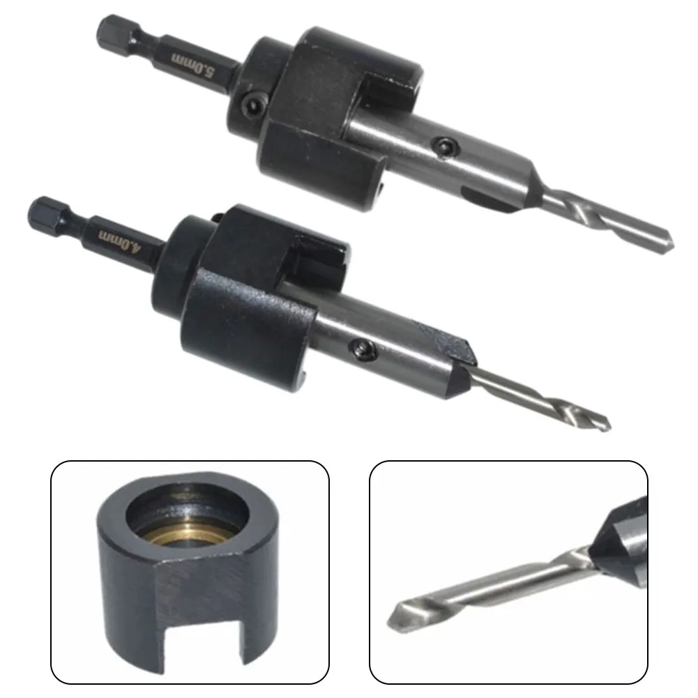 

Adjustable Woodworking Drill Bit Collar Depth Stop with Hex Shank Wrench and Chamfering Function High Performance