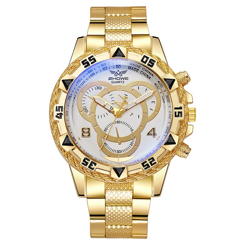 Luxury Men\'s Quartz Watch Classic Business Men Wristwatch Large Dial Alloy Steel Strip Blue Light Three Eye Men\'s Quartz Watch