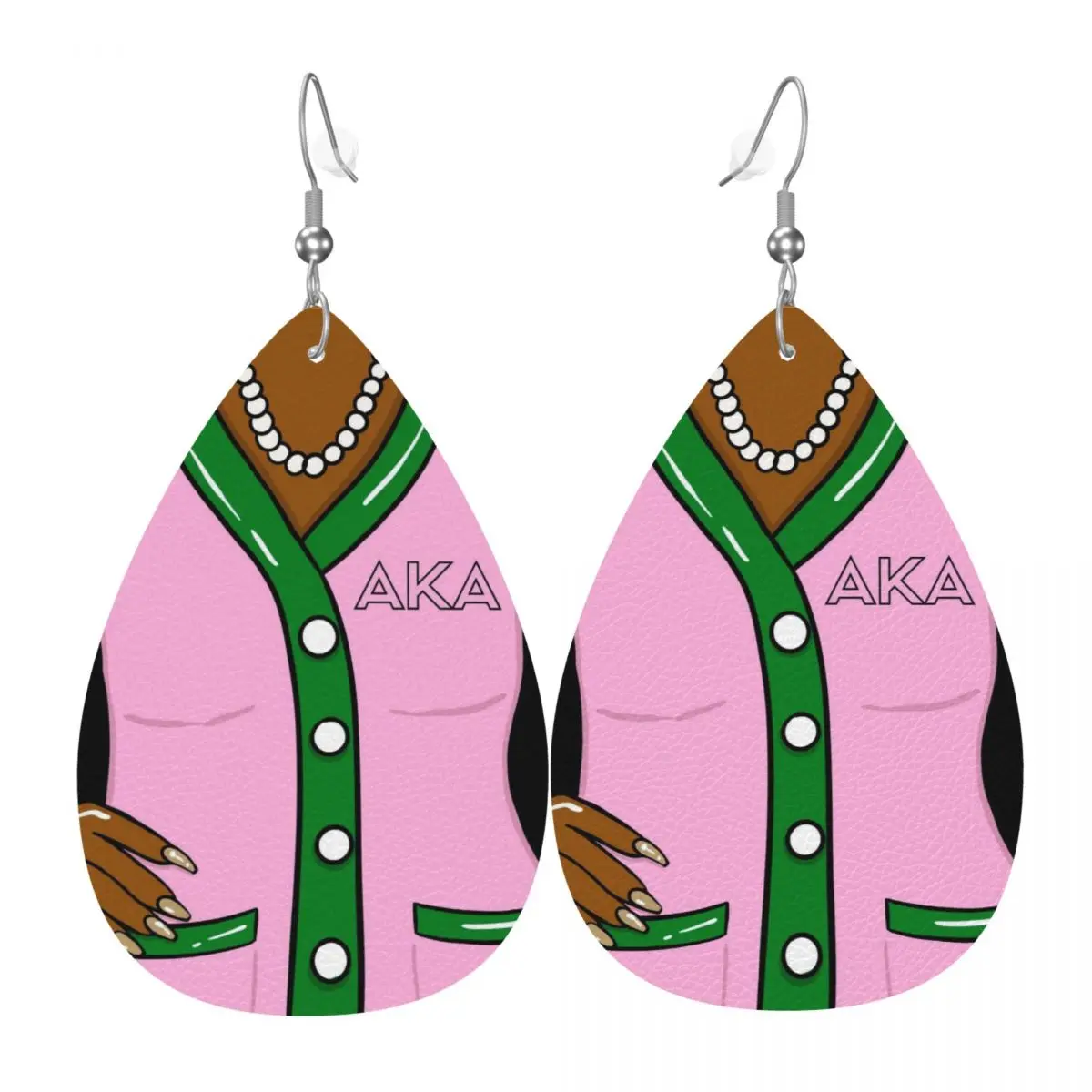 

Custom AKA Sorority Dangle Drop Earrings Leather Earrings for Women Fashion For Valentine's Day