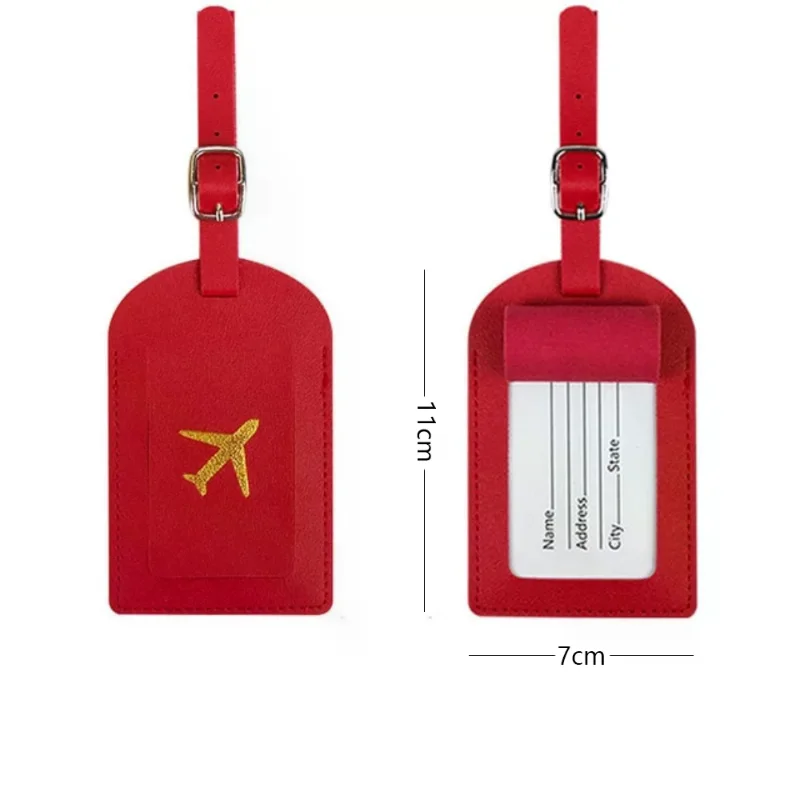 1PC Women Men PU Leather Luggage Tag Suitcase Identifier Label Baggage Boarding Bag Tag Name ID Address Holder Travel Accessori