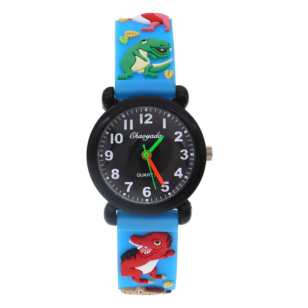 Nieuwe Zomer Jongens Meisjes Mode Dinosaurus Siliconen Band Quartz Horloges Kinderen Studenten Cool Waterdichte Digitale Klokken Zwart