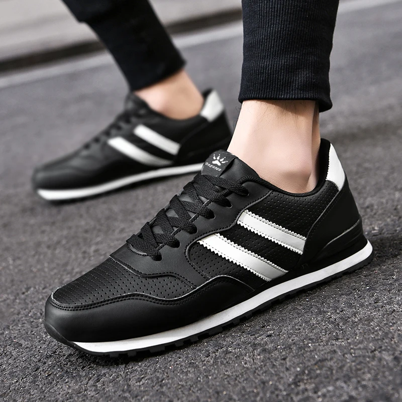 High Quality Men's Vulcanized Sneakers Leather Casual Shoes Breathable Mesh Men Tennis Shoes Male Flat Shoe Zapatillas Hombre image 6