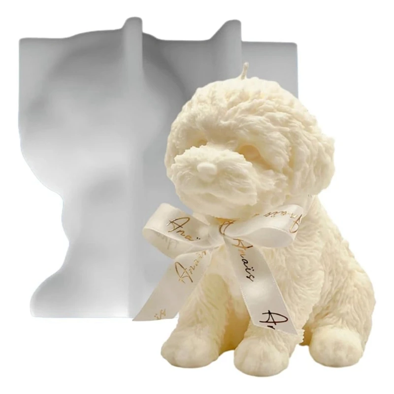 Candle Mold Large Teddy Candle Mold Cute Dog Silicone Mold for Soap Soy Wax Epoxy Resin DIY Handcraft Dinner Ornaments