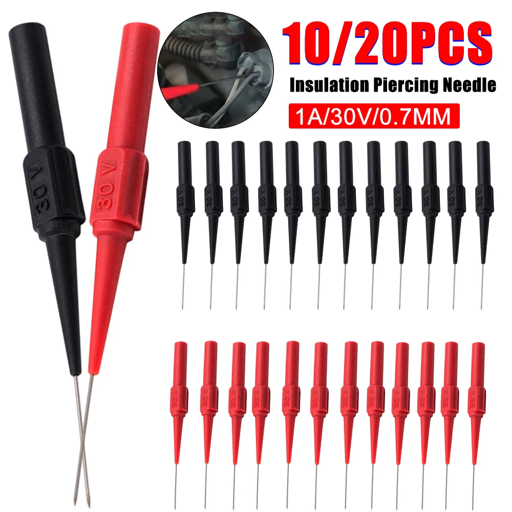 20Pcs 30V Diagnostic Tools Multimeter Test Lead Extention 0.7MM Back Piercing Needle Tip Probes Car Automotive Test Probe Kit ﻿