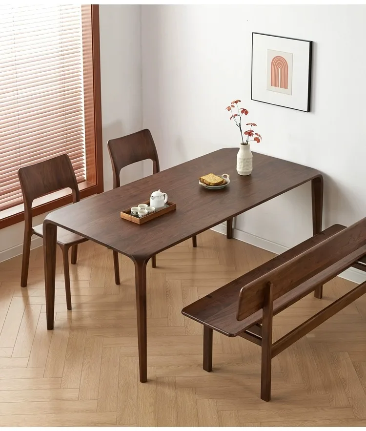 LMM rettangolare leggero lusso semplice casa moderna tutto in legno massello tavolo da pranzo mobili da scrivania in legno