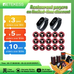 RETEKESS Restaurant Pager Drahtlose Kellnerrufsystem TD112 Wasserdichte Uhr Pager Empfänger T117 Ruftasten für Cafe Bar