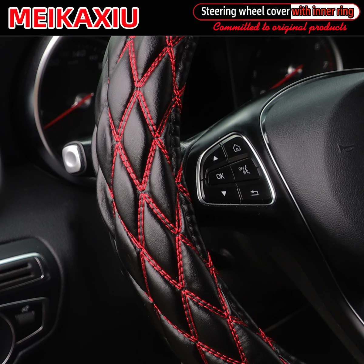 Das neue mit PU-Schaffell bestickte Doppelgarn-Auto verfügt über eine Innenring-Lenkradabdeckung, geeignet für 36 cm, 37 cm und 38 cm – Detail 3