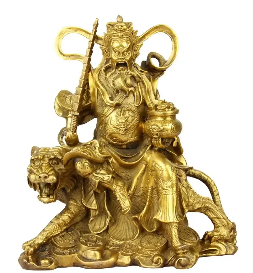 Pure brass Wu Caishen copper Zhao Gongming Caishen ornament riding tiger Caishen handicraft ornament wholesale