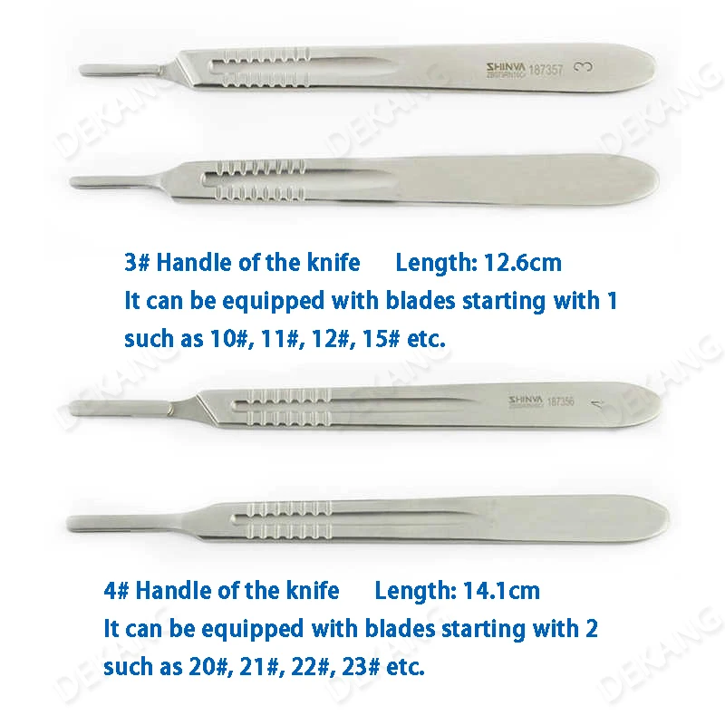 Rękojeść noża chirurgicznego, ostrze i podpórka noża są wykonane ze stali nierdzewnej bez powłoki lub ze stali węglowej.