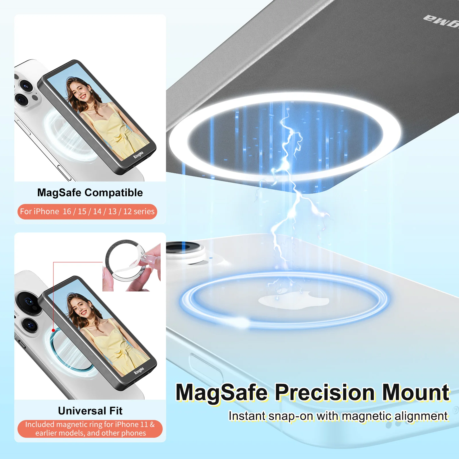 PH02 ULTRA Telefon Vlog Selfie Monitor 4-Zoll-Touchscreen-Videoübertragung Rückfahrkamera-Monitor für TikTok, für iPhone