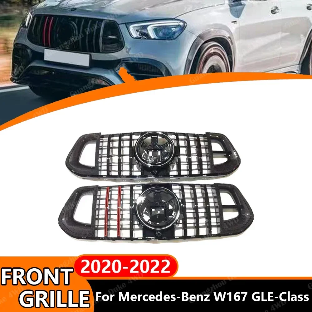 For Mercedes Benz GLE Class W167 GLE350 GLE450 2020-2022 Brabus Style Sport Front Grille Racing Grill Replacement Body Kit