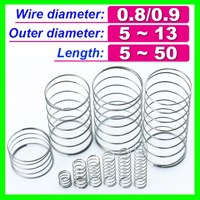10pcs Diameter 0.8mm 0.9mm Compression Spring Buffer Return Short Small Spring Release Pressure Y-type 304 Stainless Steel