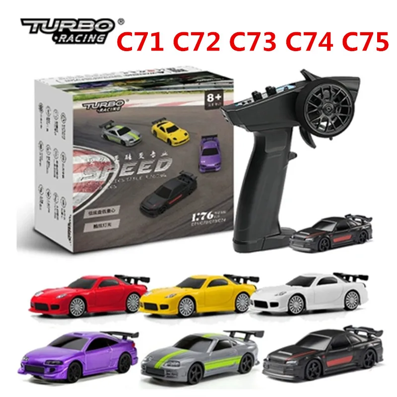 Turbo Racing 1:76 1/76 C71 C72 C73 C74 C75 RTR Flat Running Toys on Road RC Car Proportional Remote Control Toys for Kids Adult