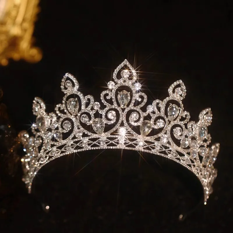 

CC Queen Корона Свадебный аксессуар Женские прически Свадебные повязки на голову Обручальные украшения для волос Форма капли воды Диадемы Кристалл MY12